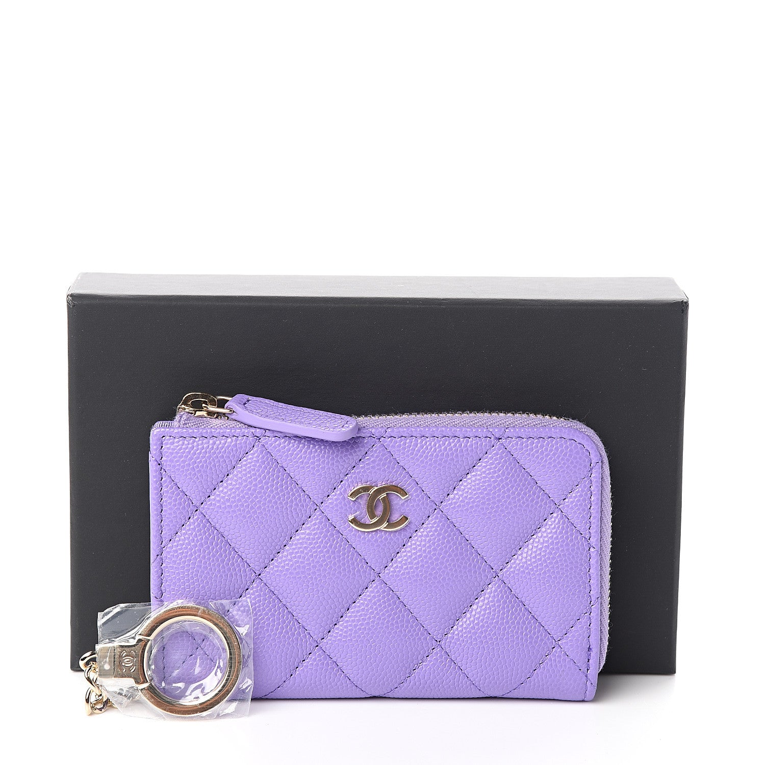 Chanel Caviar Quilted Zipped Key Holder Case Purple 7 of 7