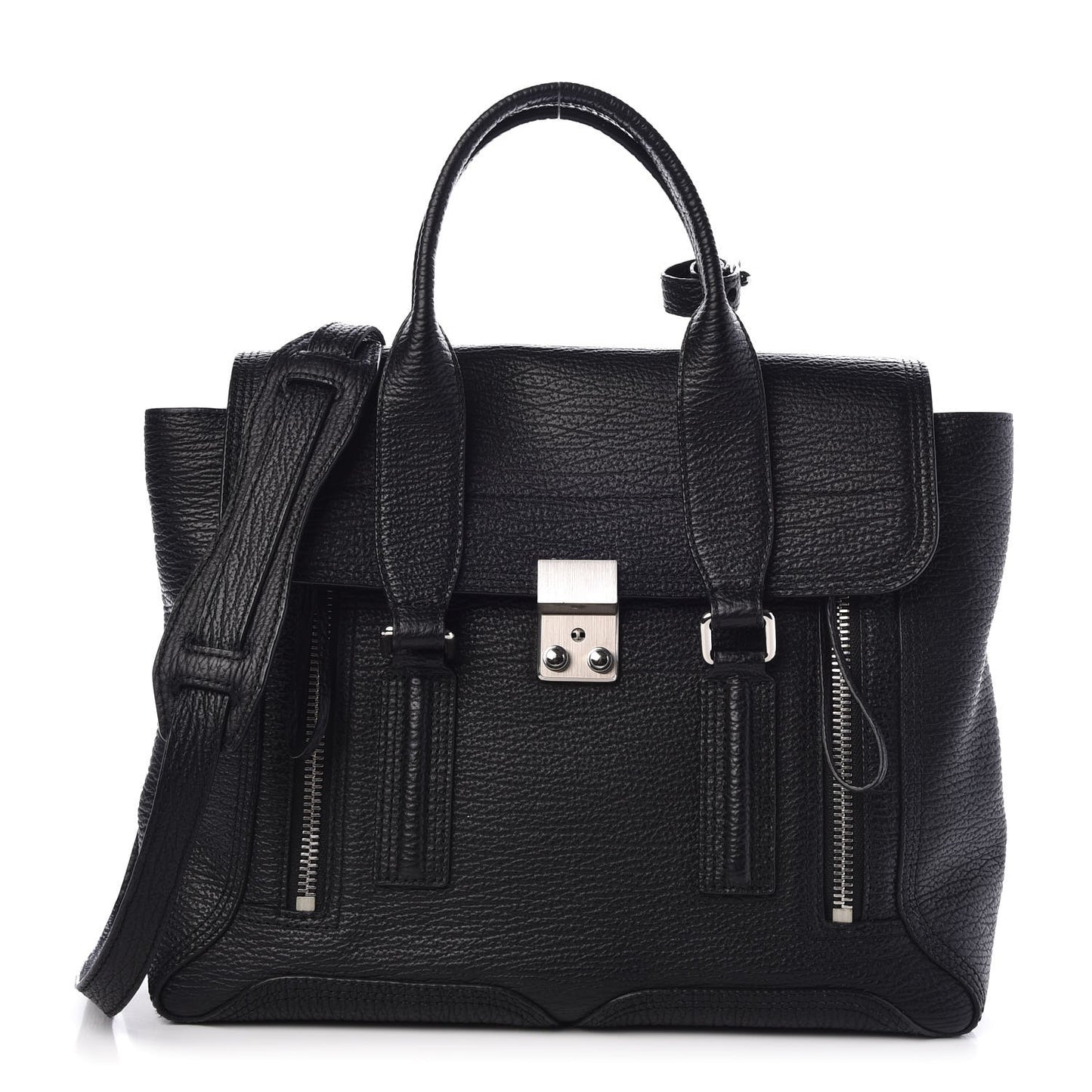 3.1 Textured Calfskin Medium Pashli Satchel Black