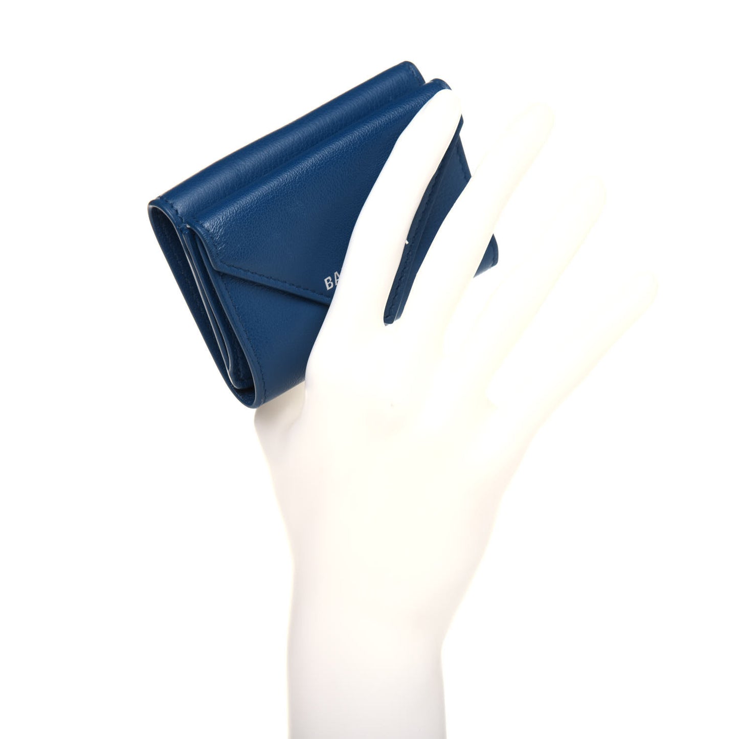 Calfskin Mini Papier Wallet Blue Marine