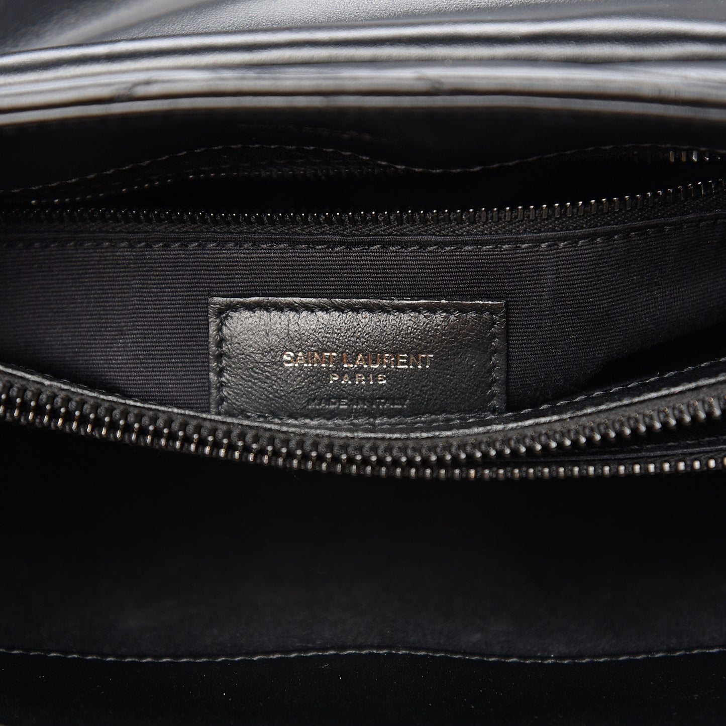 Calfskin Y Quilted Monogram Medium Loulou Chain Satchel Black