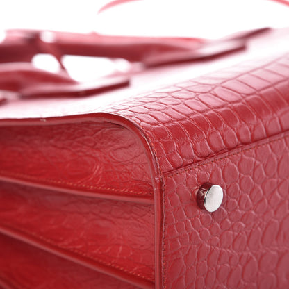 Saint Laurent Calfskin Crocodile Embossed Small Sac De Jour Eros Red 12 of 13