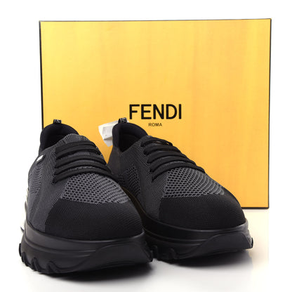 Fendi Jersey Vitello Bi-Color Mens Low Top Sneakers 10 Black Fumo 11 of 11
