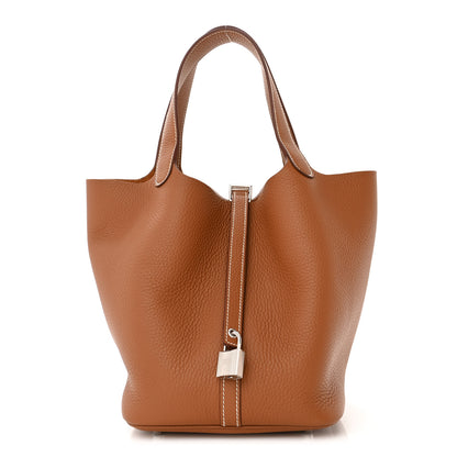 Hermes Taurillon Clemence Picotin Lock 22 MM Gold 1 of 11