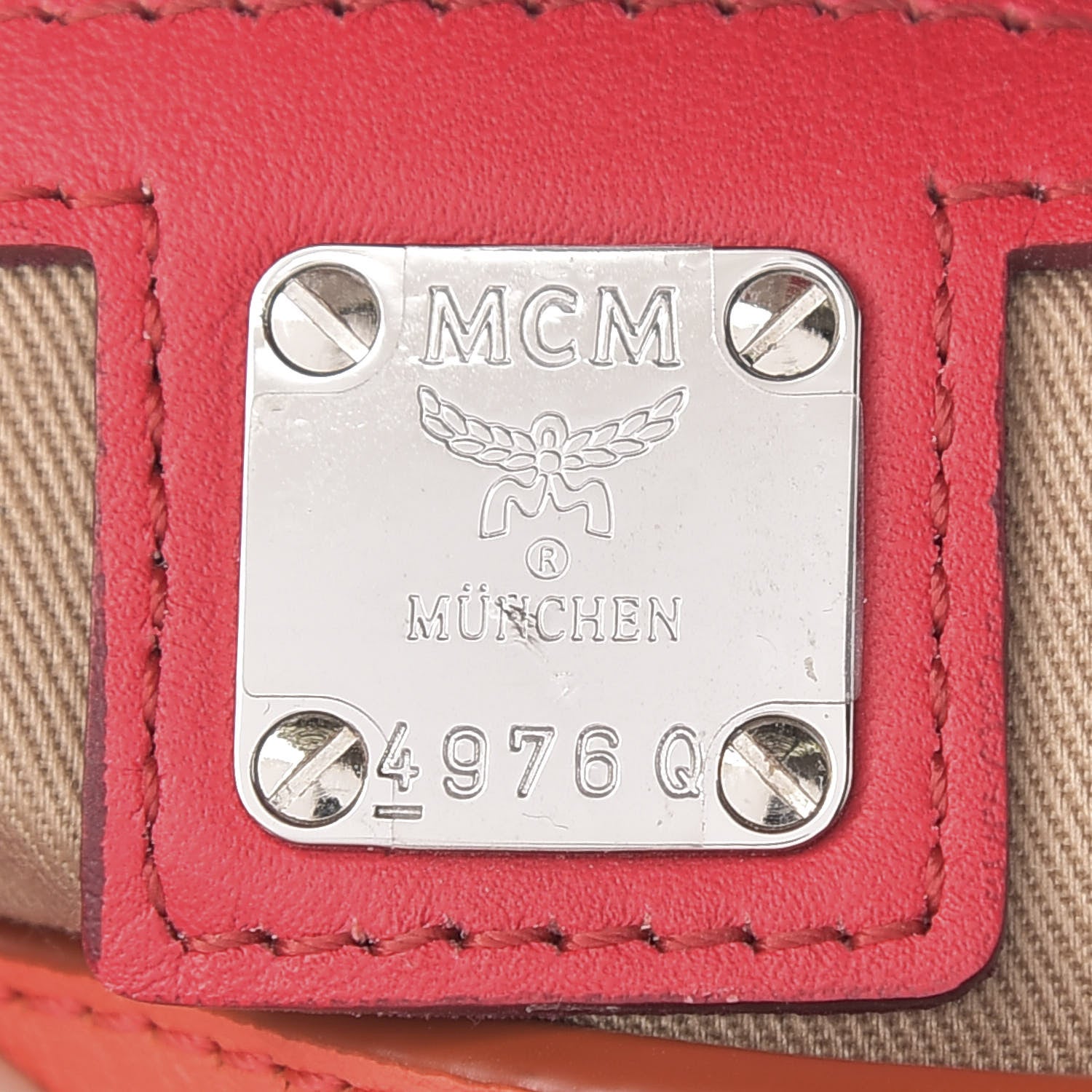 MCM Calfskin Ottomar Monogram Medium Millie Crossbody Bag Hot Coral 8 of 9