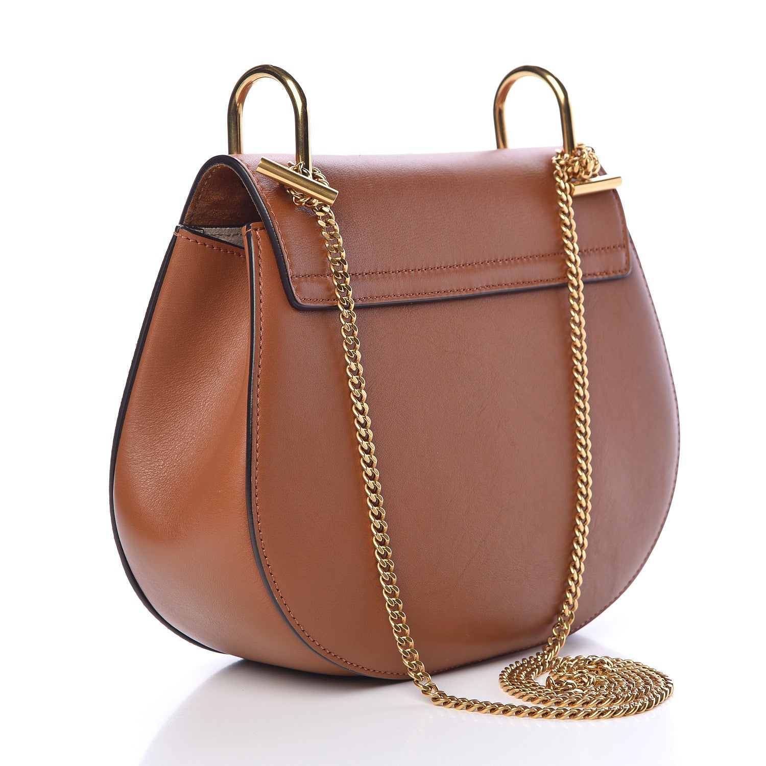 Chloe Suede Smooth Calfskin Studded Drew Shoulder Bag Caramel 3 of 14