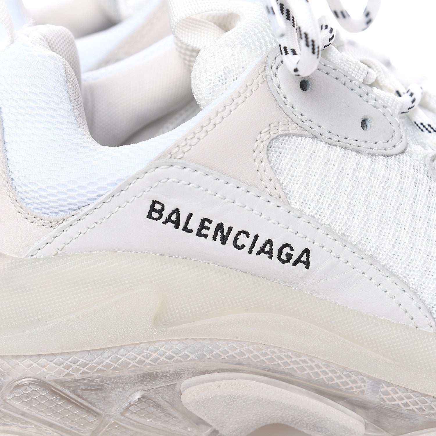 Balenciaga Fabric Mesh Clear Sole Womens Triple S Sneakers 39 White 6 of 8