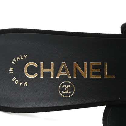 Chanel Crystal Strass CC Mules Sandals 36.5 Black 8 of 10