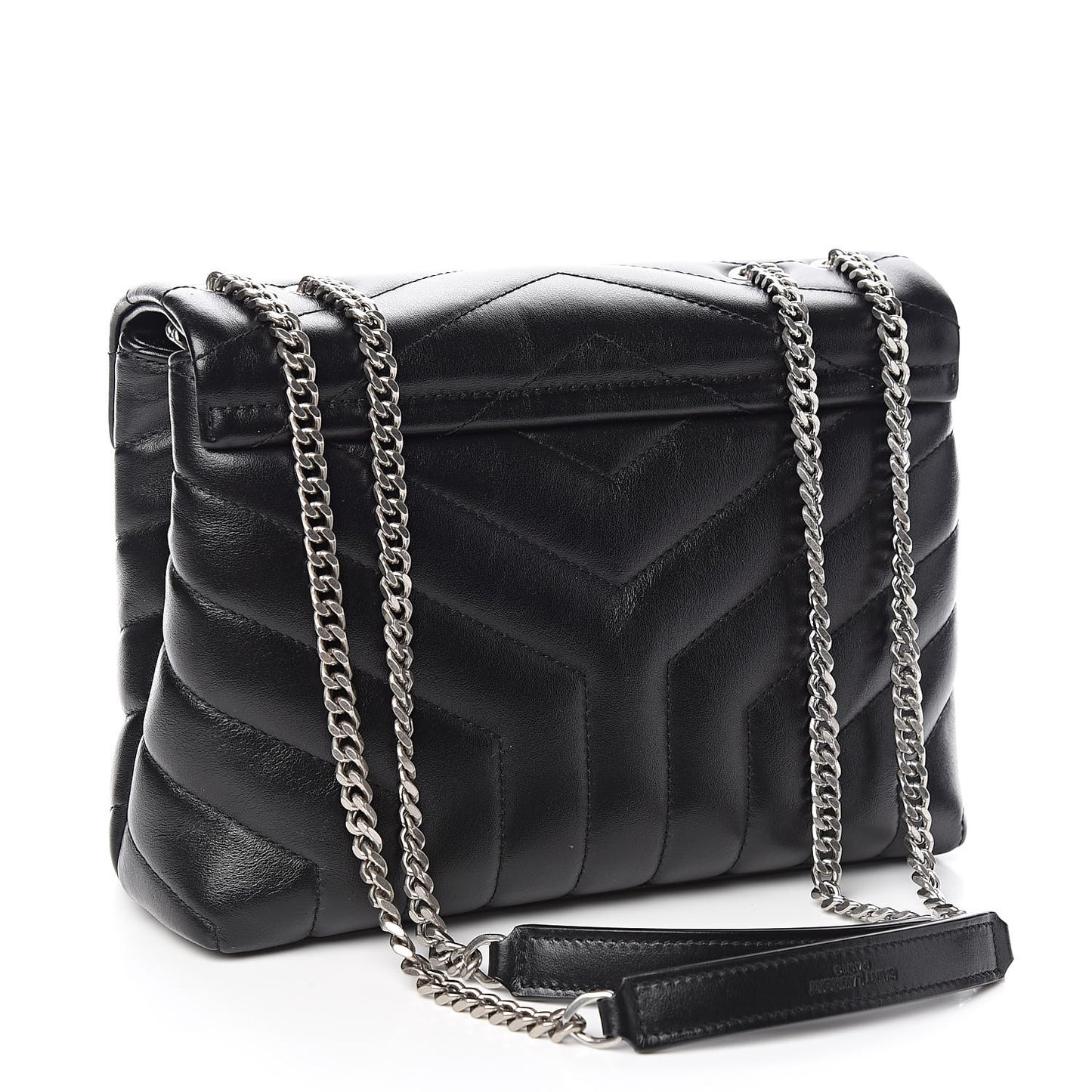 Calfskin Y Quilted Monogram Small Loulou Chain Satchel Black