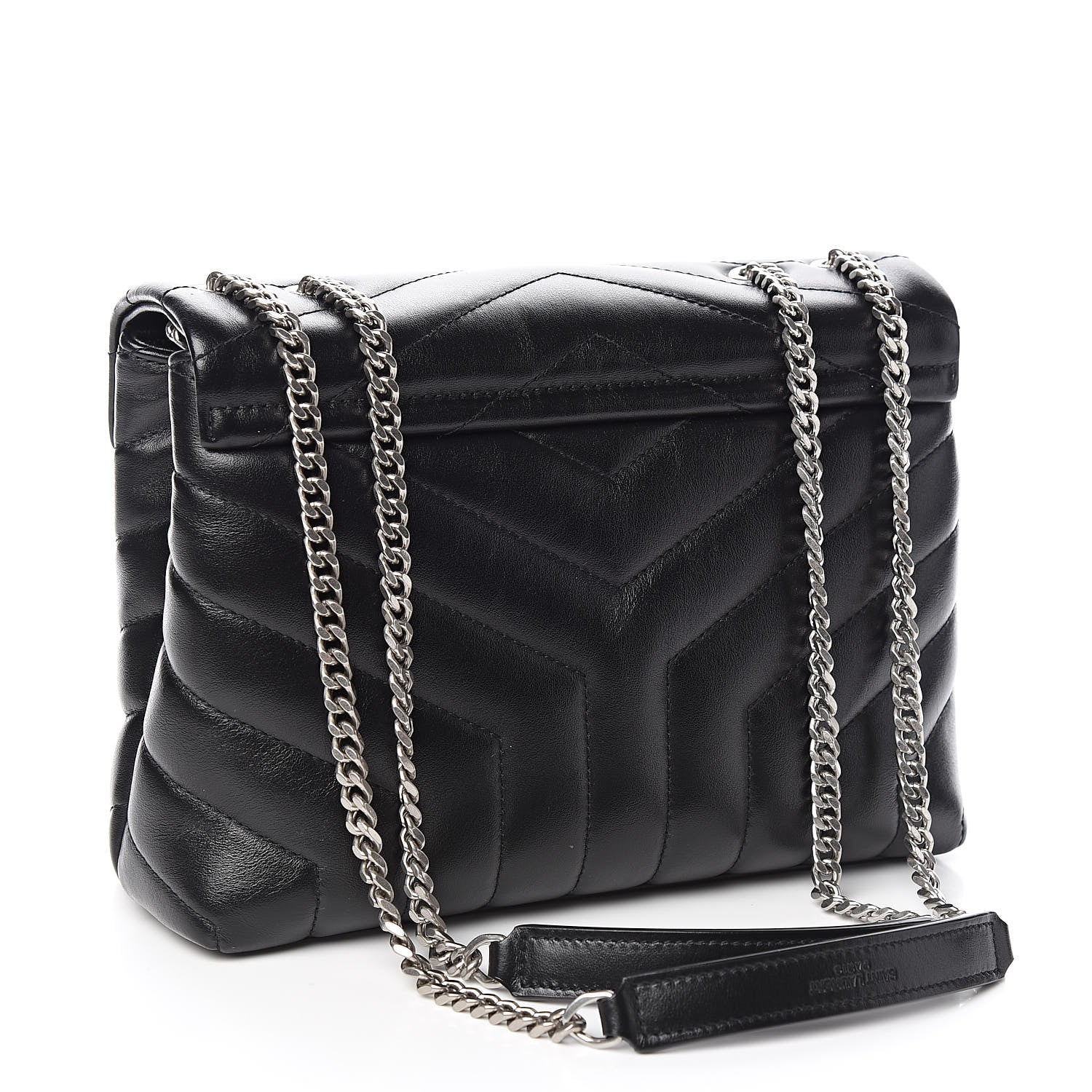Saint Laurent Calfskin Y Quilted Monogram Small Loulou Chain Satchel Black 3 of 10