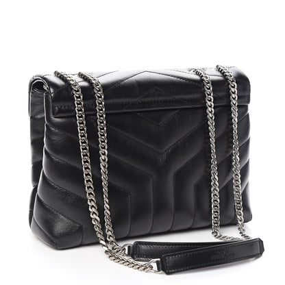 Saint Laurent Calfskin Y Quilted Monogram Small Loulou Chain Satchel Black 3 of 10