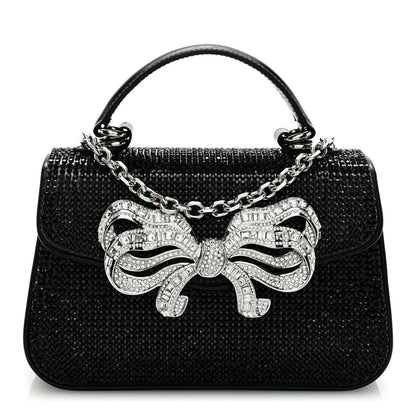 Judith Leiber Crystal Bow Top Handle Black Silver 1 of 8