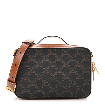 Celine Triomphe Canvas Top Handle Messenger Box Tan 1 of 10