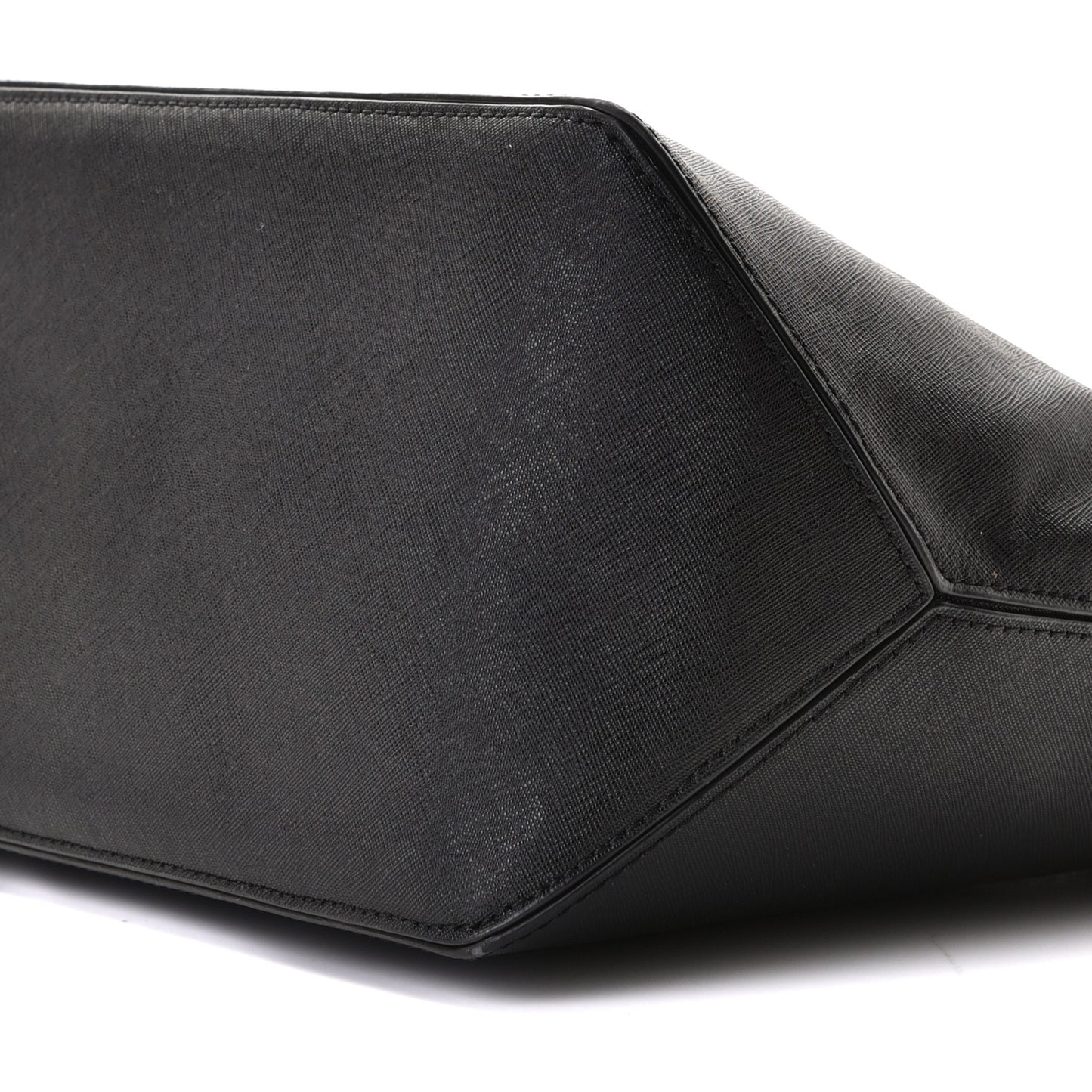 Calfskin Embossed Logo East West Shopper Tote Black