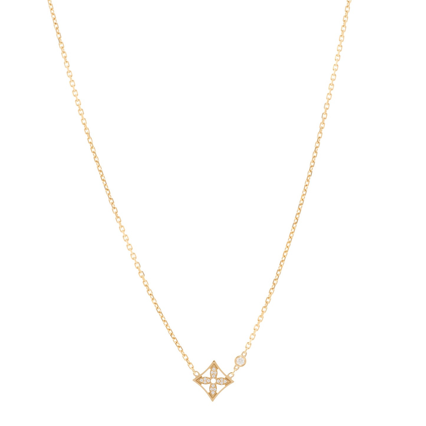 18K Yellow Gold Diamond Idylle Blossom Pendant Pave Necklace