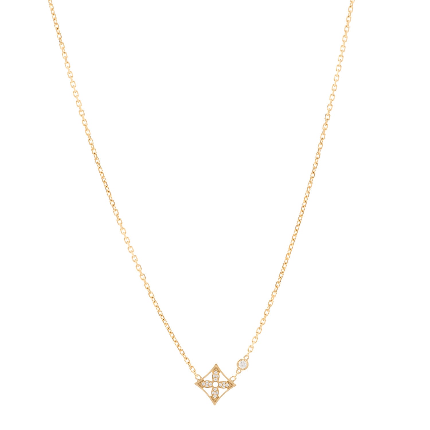 Louis Vuitton 18K Yellow Gold Diamond Idylle Blossom Pendant Pave Necklace 1 of 4