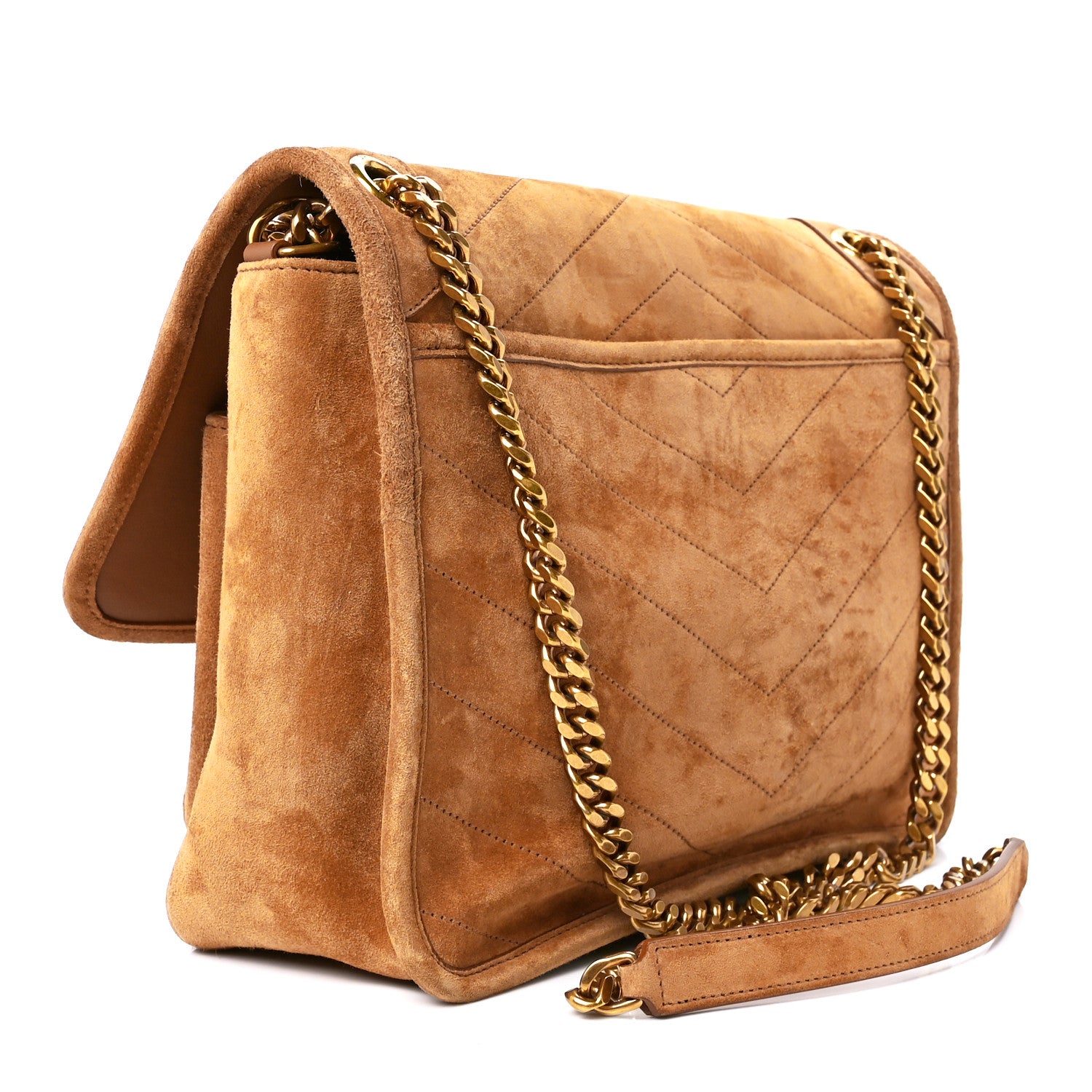 Saint Laurent Suede Monogram Medium Niki Chain Satchel Cinnamon 3 of 12