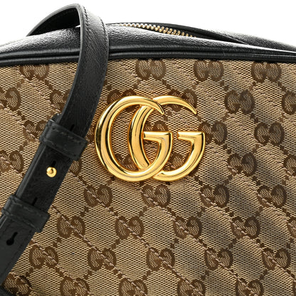 Gucci Monogram Matelasse Diagonal Small GG Marmont Chain Shoulder Bag Beige Black 8 of 12