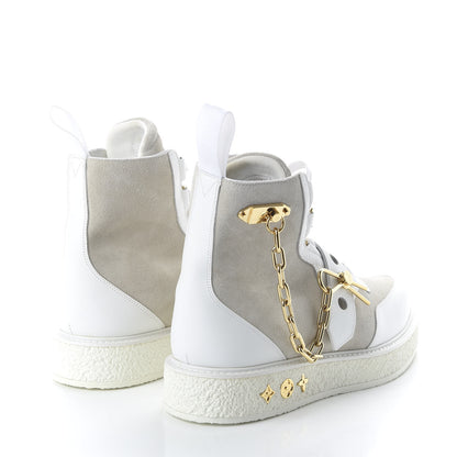 Louis Vuitton Calfskin Suede Mens Creeper Ankle Boots 8.5 White 4 of 8