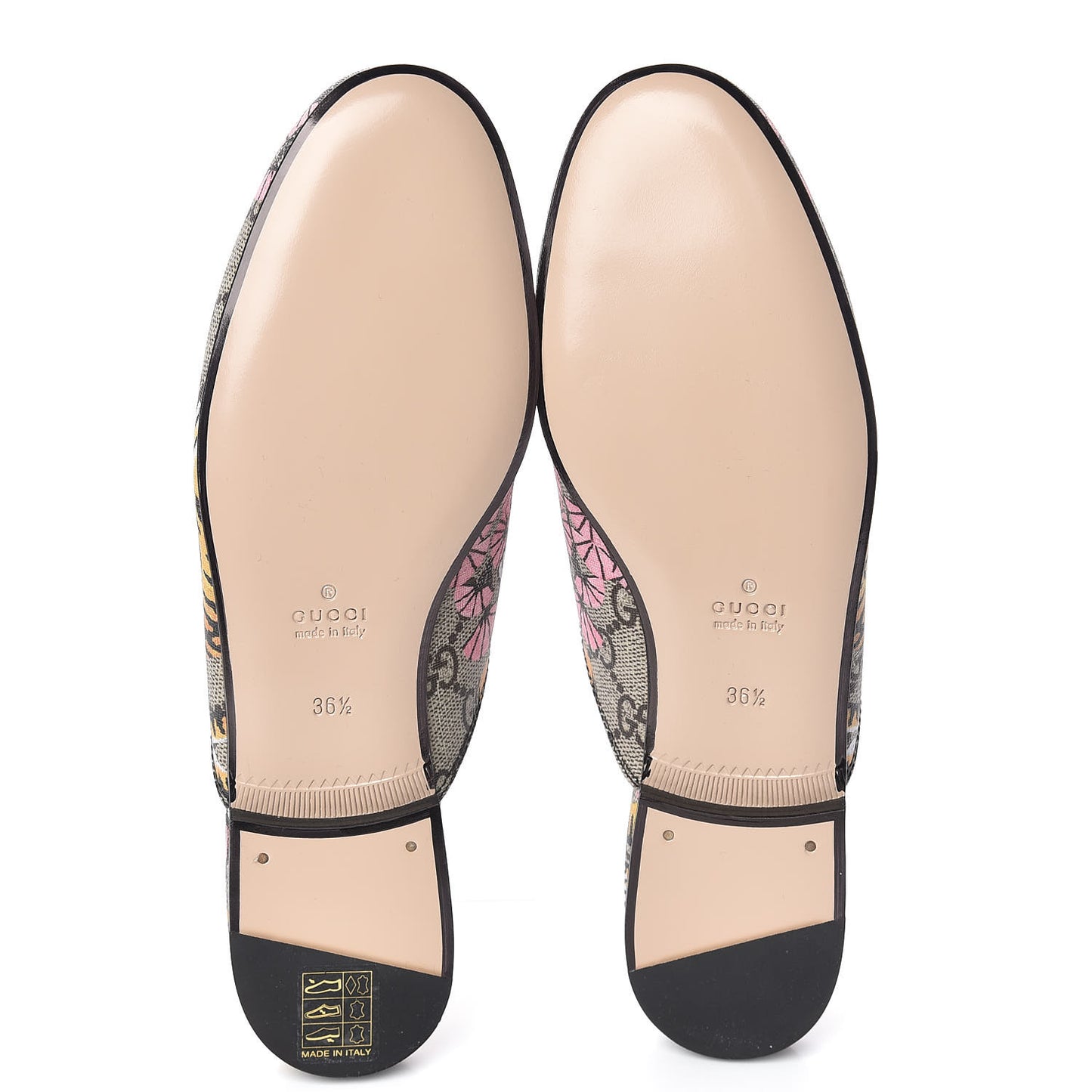 GG Supreme Monogram Bengal Womens Princetown Slippers 36.5 Beige Crop Pink