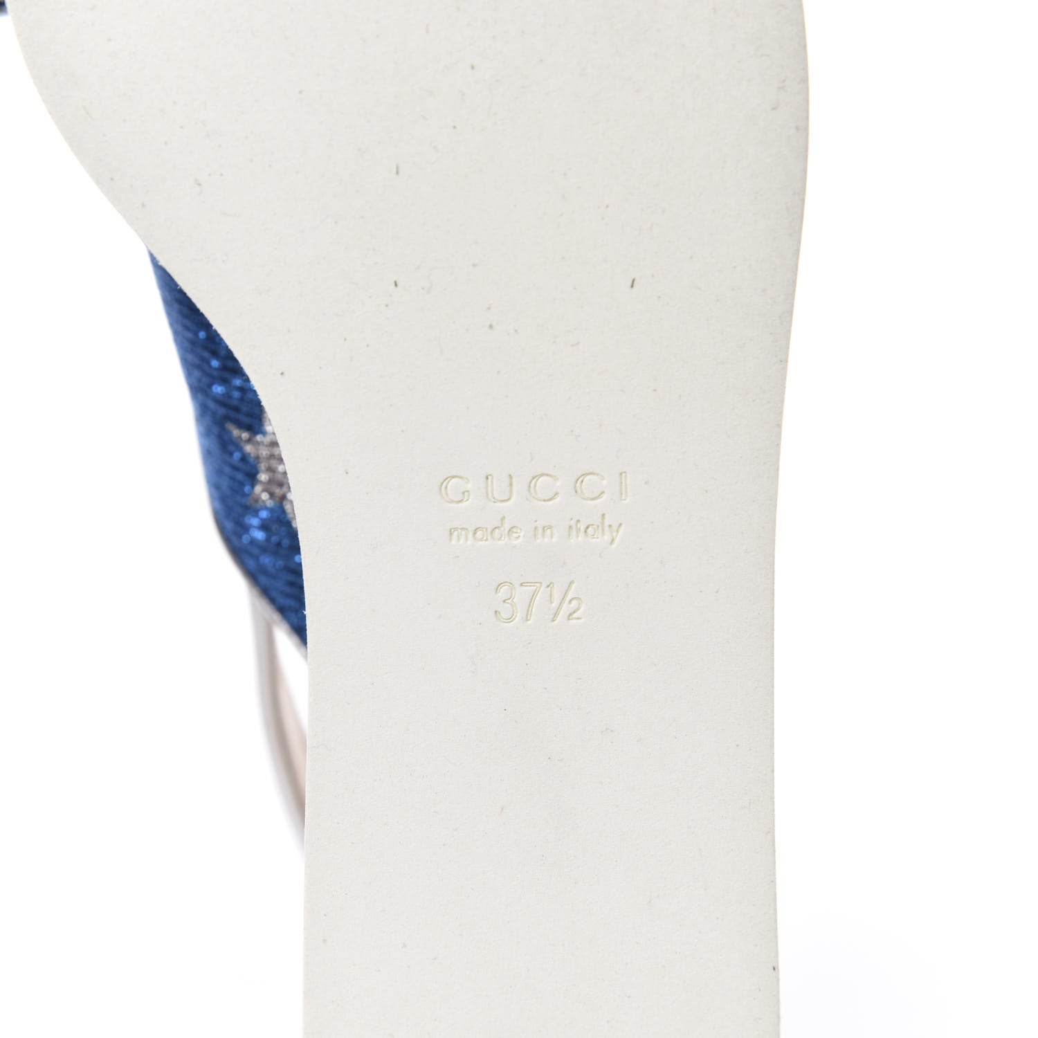 Gucci Lurex Starry Sky Crossover Platform Sandals 37.5 Bleuette Silver 9 of 9