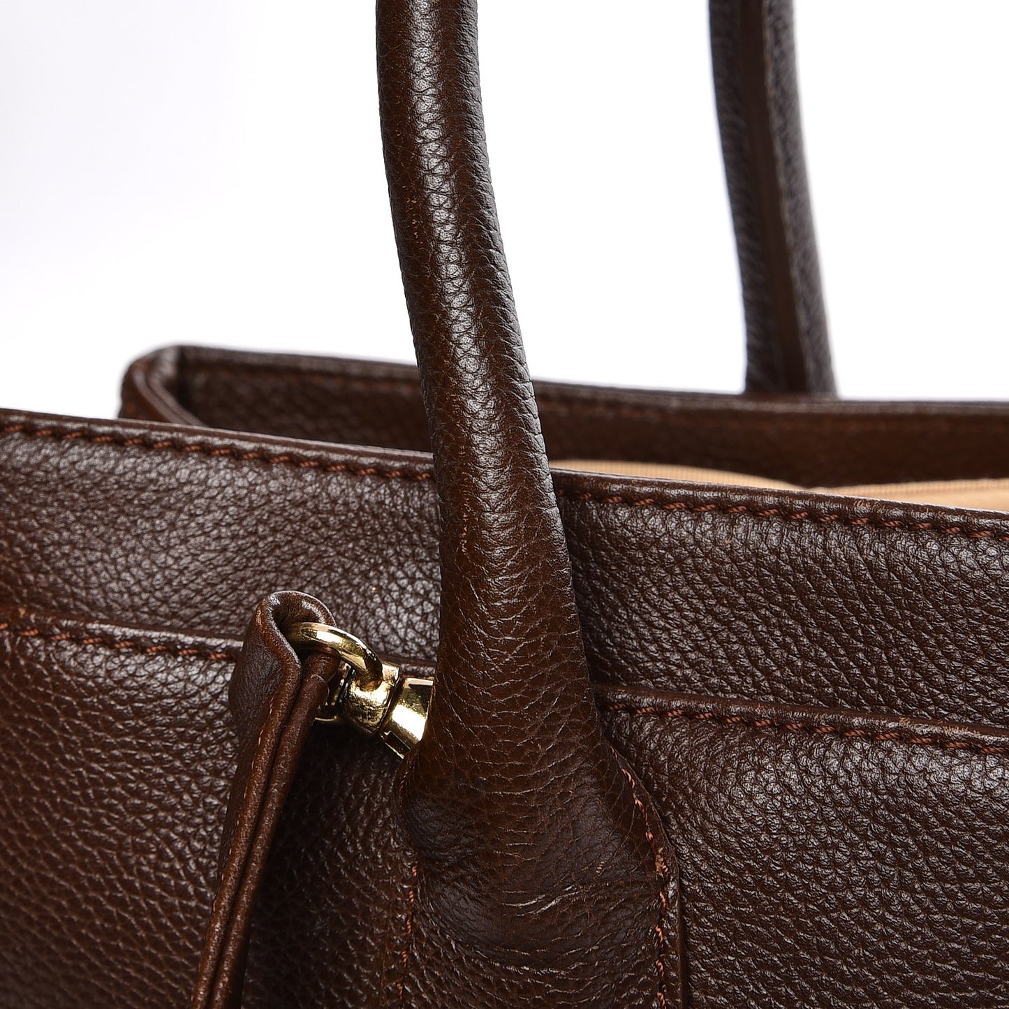 Calfskin Cerf Executive Shopper Tote Brown