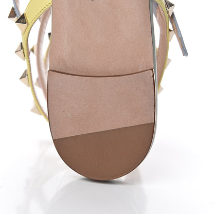 Valentino Garavani Calfskin Colorblock Rockstud Ankle Wrap Flat Thong Sandals 39.5 Multicolor 9 of 12
