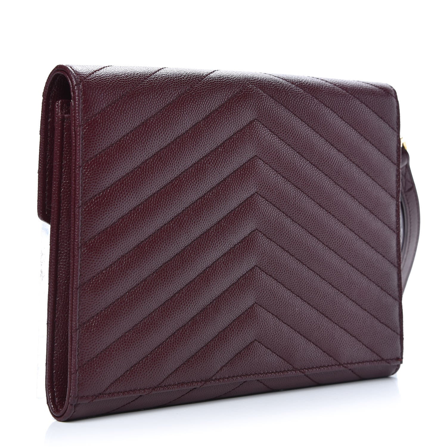 Saint Laurent Grain De Poudre Matelasse Chevron Monogram Envelope Clutch Rouge Legion 3 of 8