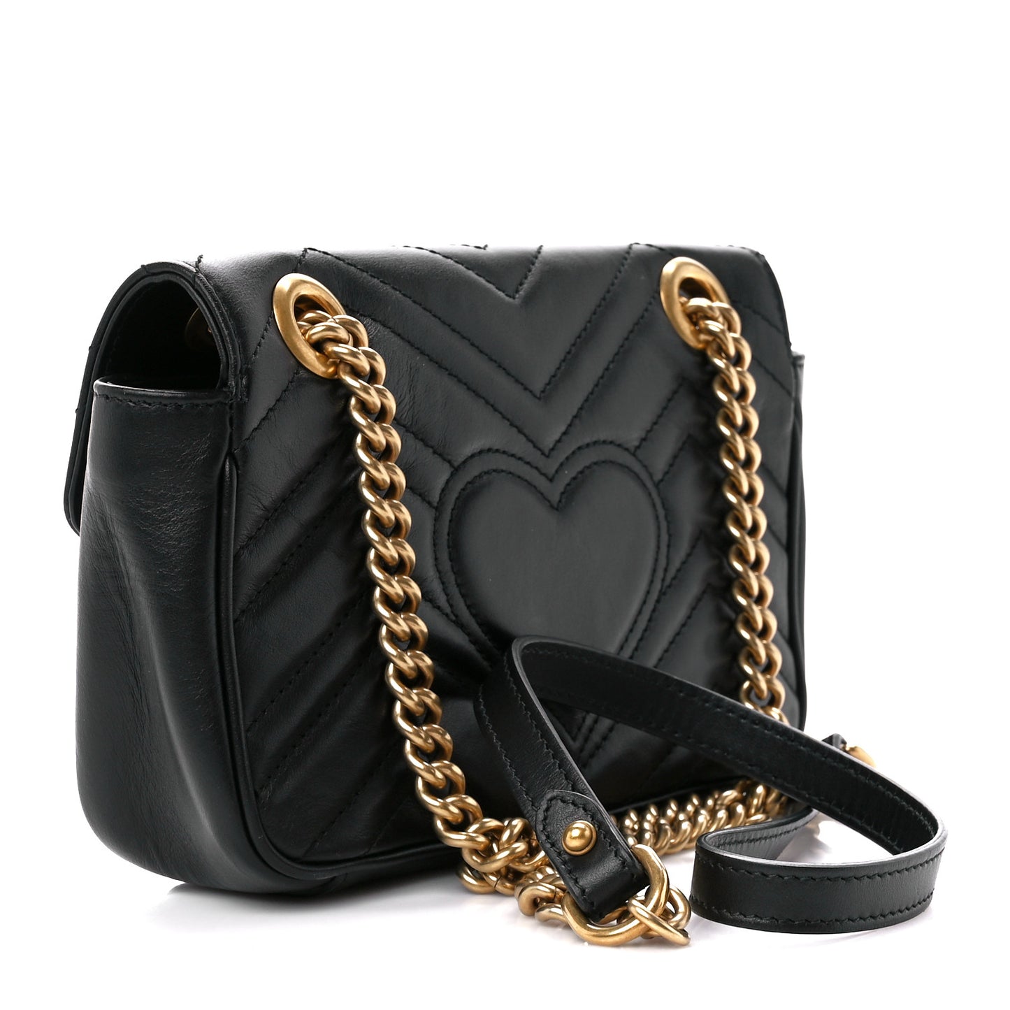 Calfskin Matelasse Mini GG Marmont Shoulder Bag Black