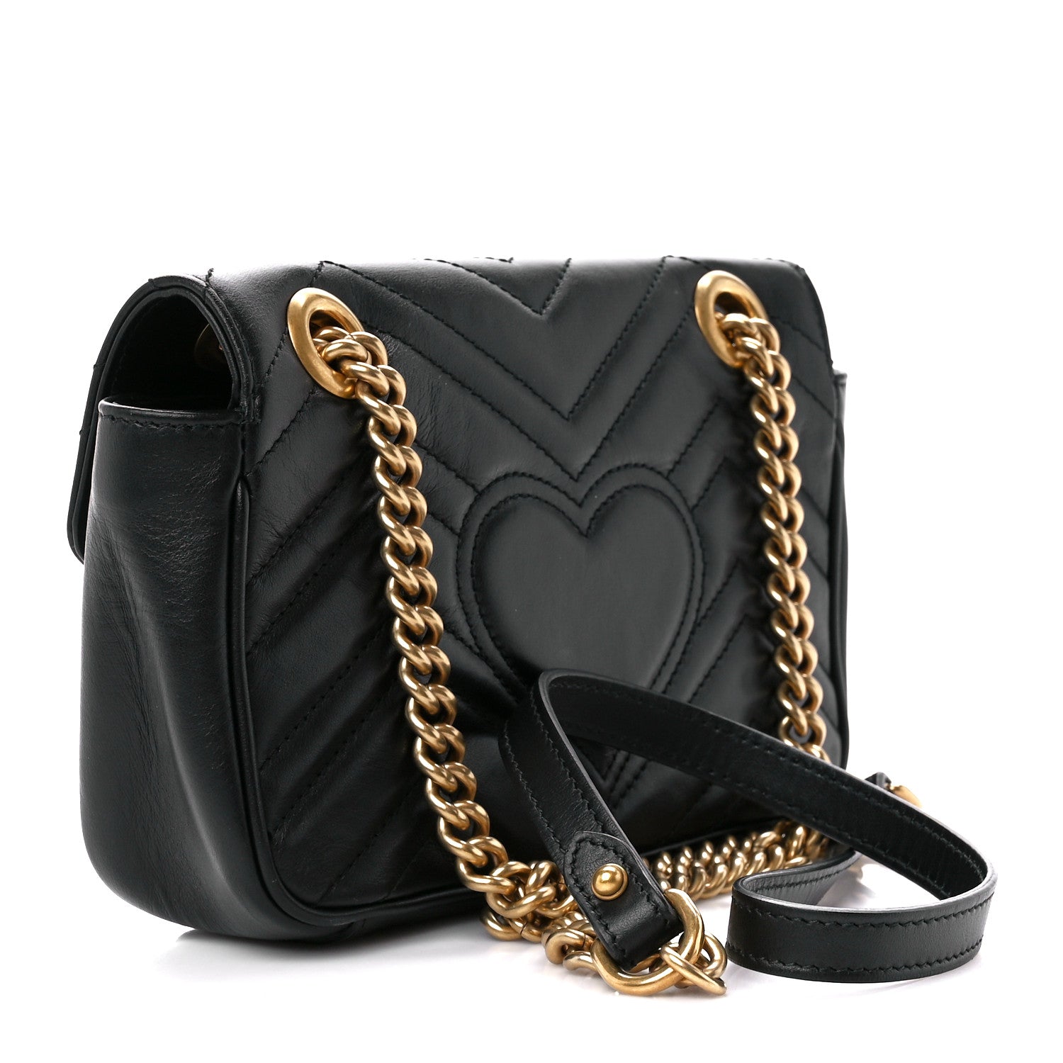 Gucci Calfskin Matelasse Mini GG Marmont Shoulder Bag Black 3 of 11