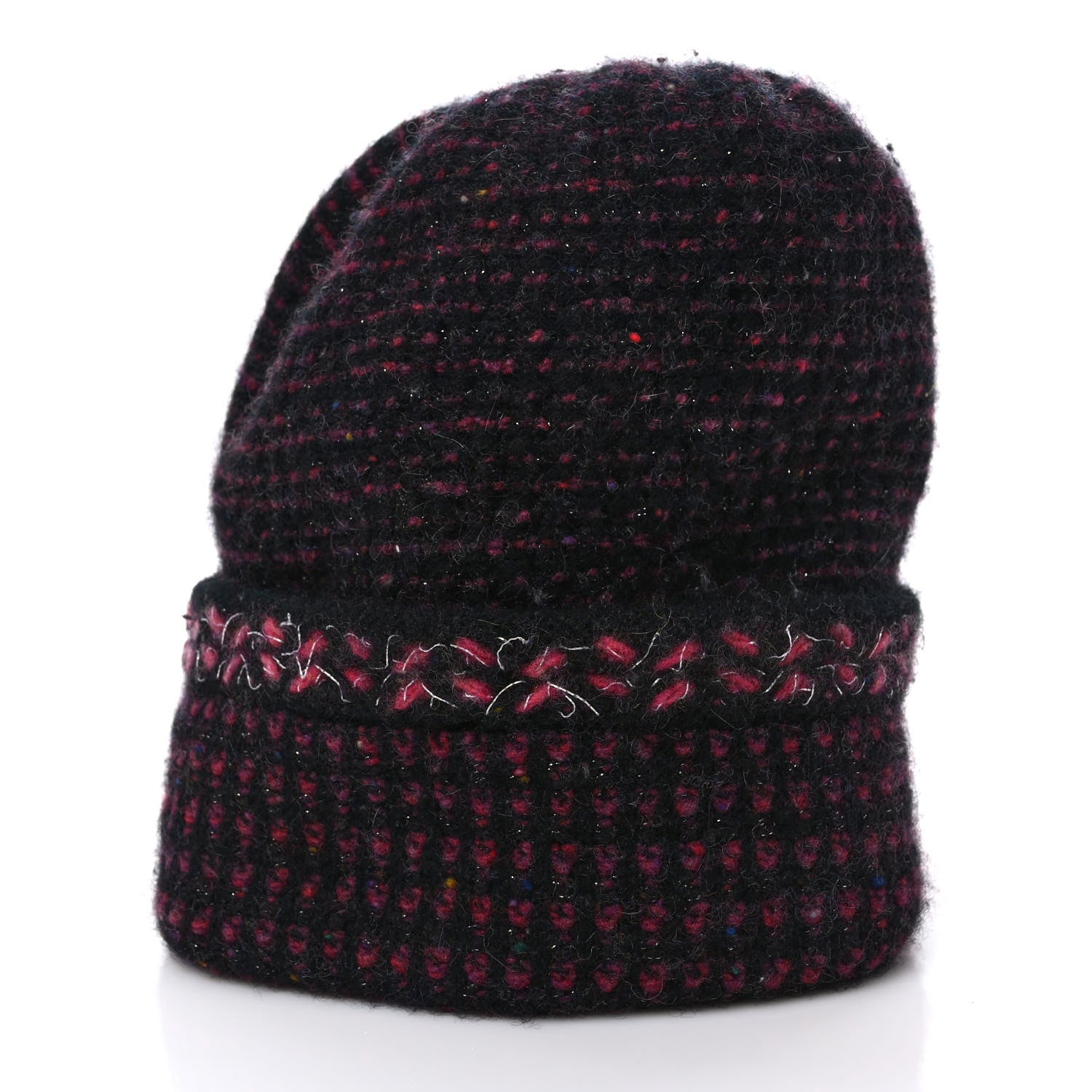 Chanel Cashmere CC Beanie Hat Pink Multicolor 4 of 9