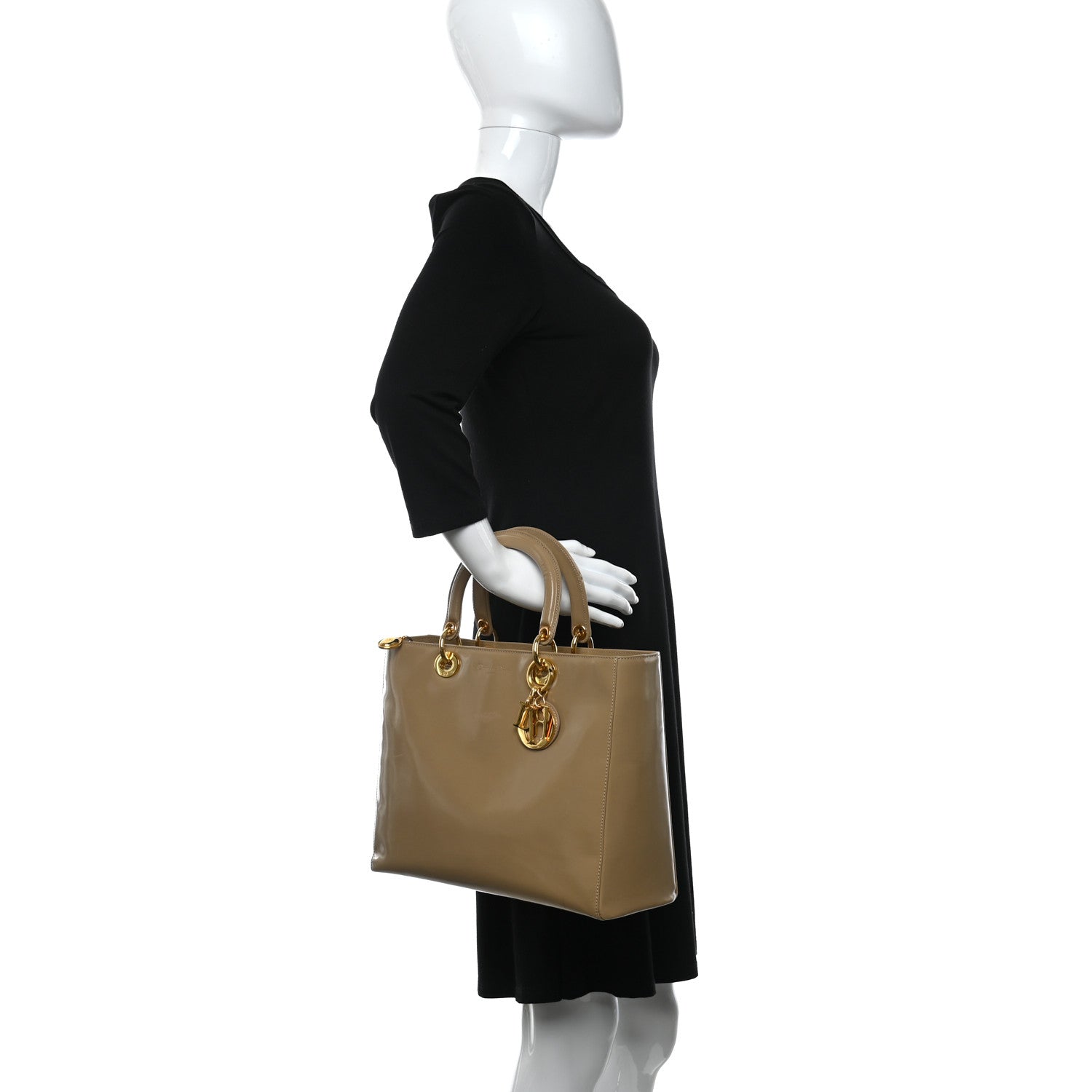 Christian Dior Patent Large Lady Dior Beige 2 of 13