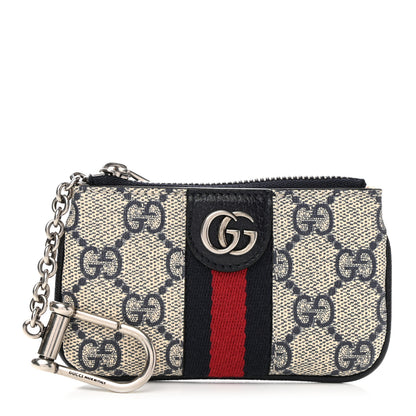 Gucci GG Supreme Monogram Web Ophidia Key Case Beige Blue 1 of 7