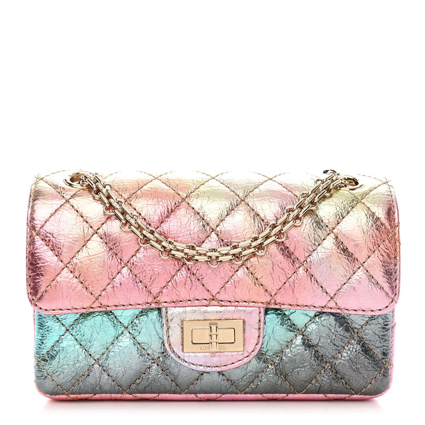Metallic Goatskin Quilted Mini 2.55 Reissue Flap Multicolor
