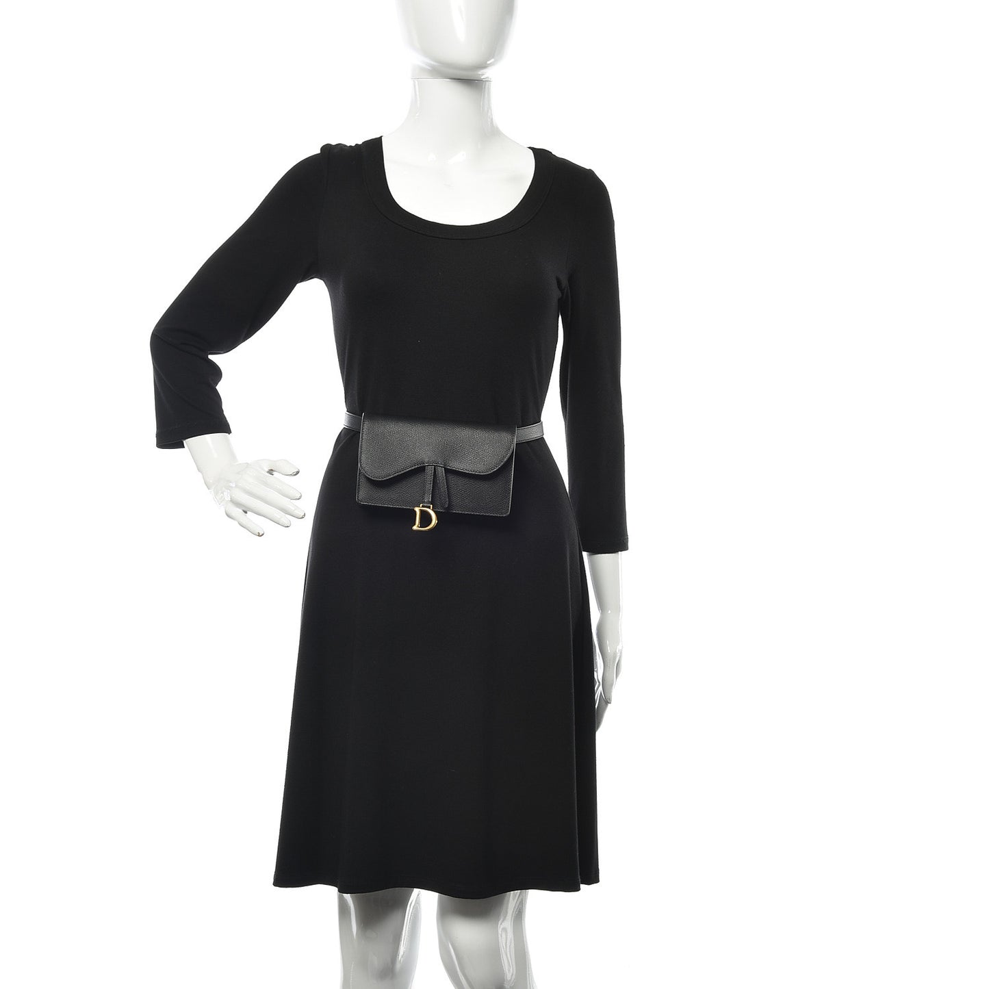 Grained Calfskin Saddle Belt Bag Black