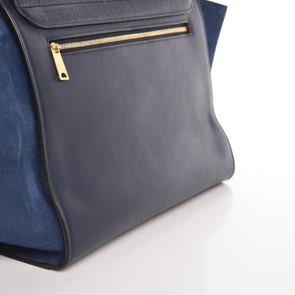 Celine Drummed Calfskin Suede Medium Trapeze Ocean Blue 11 of 11