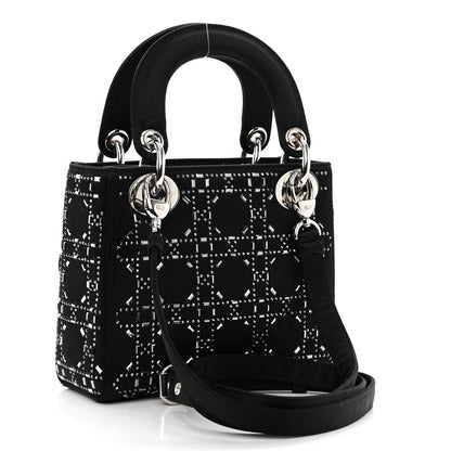 Christian Dior Satin Crystal Cannage Mini Lady Dior Black 3 of 9