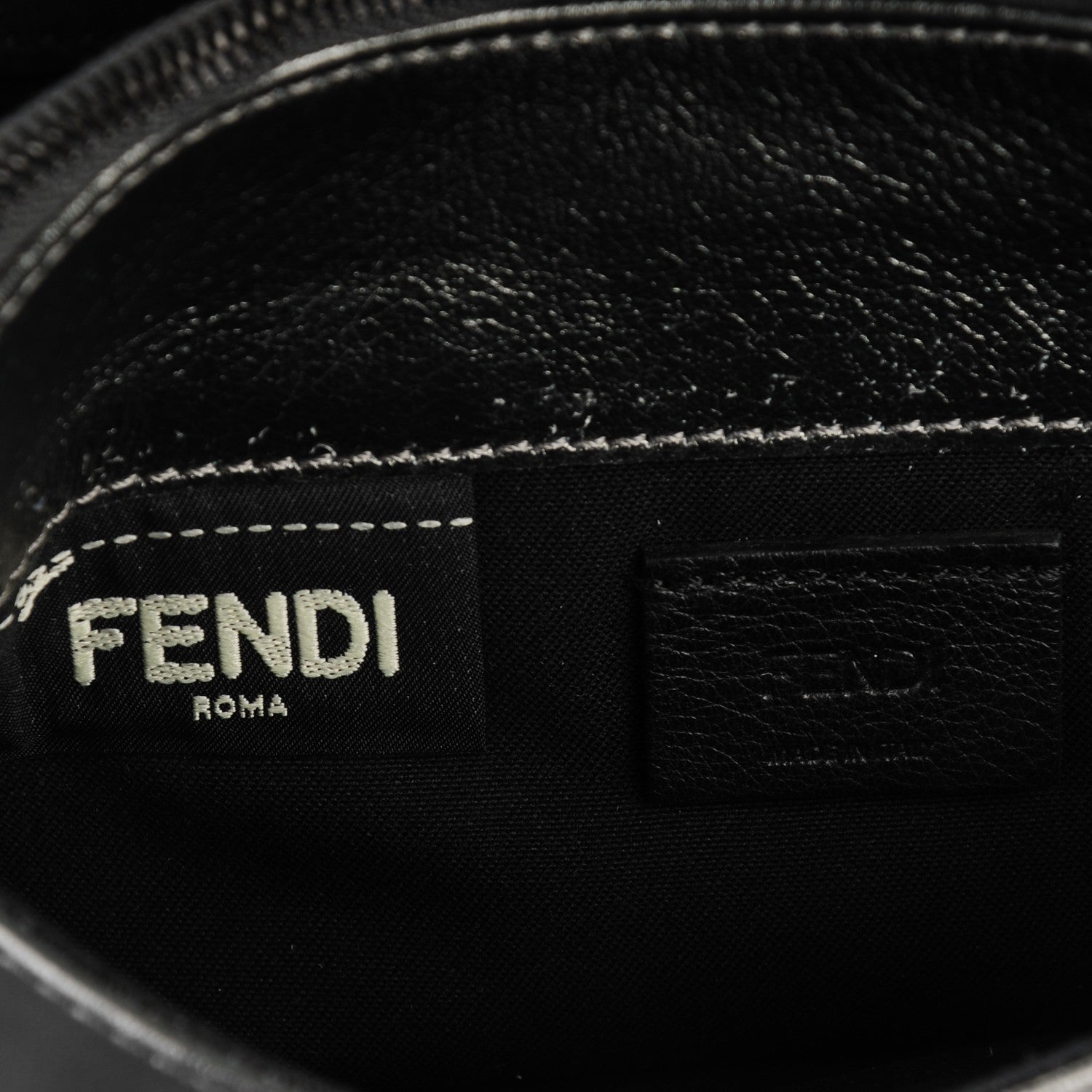 Fendi Glossy Calfskin Crystal Studded Tube Wallet On Chain Graphite 6 of 6