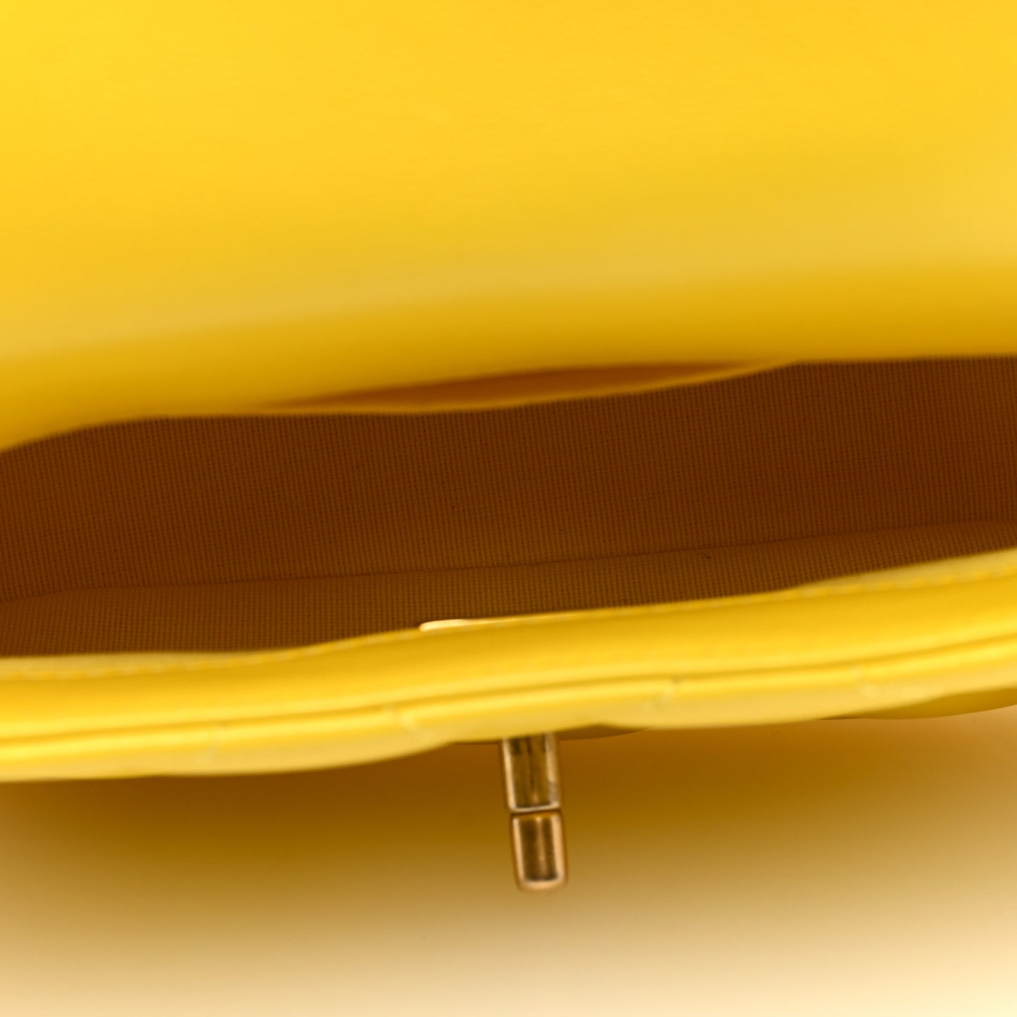 Lambskin Quilted Mini Lacquered Chain Flap Yellow