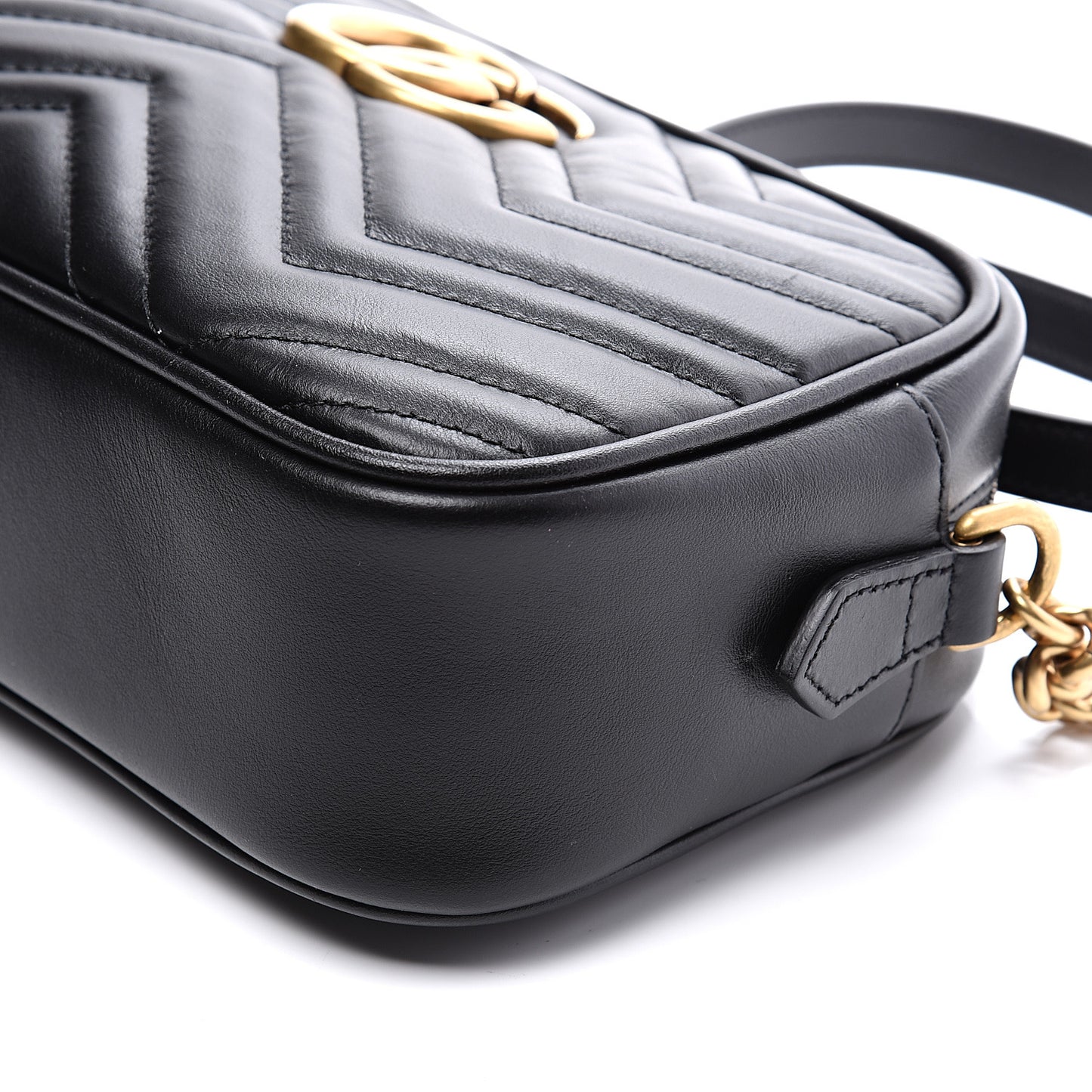 Calfskin Matelasse Small GG Marmont Chain Shoulder Bag Black