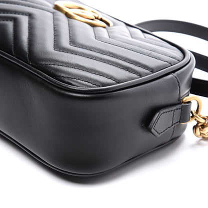 Gucci Calfskin Matelasse Small GG Marmont Chain Shoulder Bag Black 9 of 10