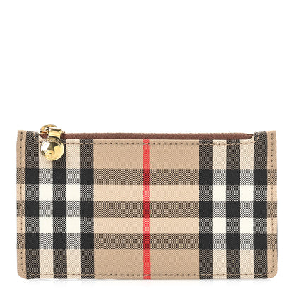 Burberry Vintage Check Calfskin Somerset Coin Case Card Holder Archive Beige 1 of 7