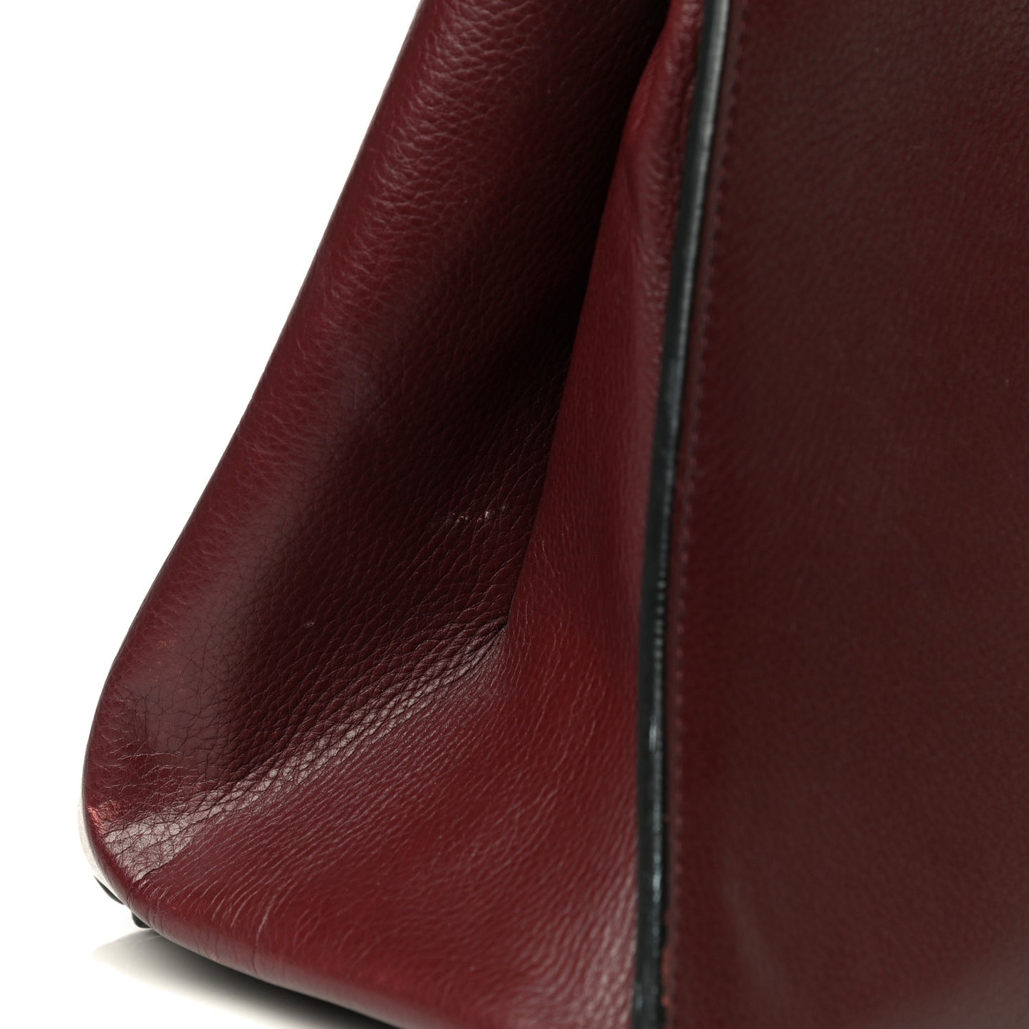 Drummed Calfskin Large Edge Shoulder Bag Burgundy