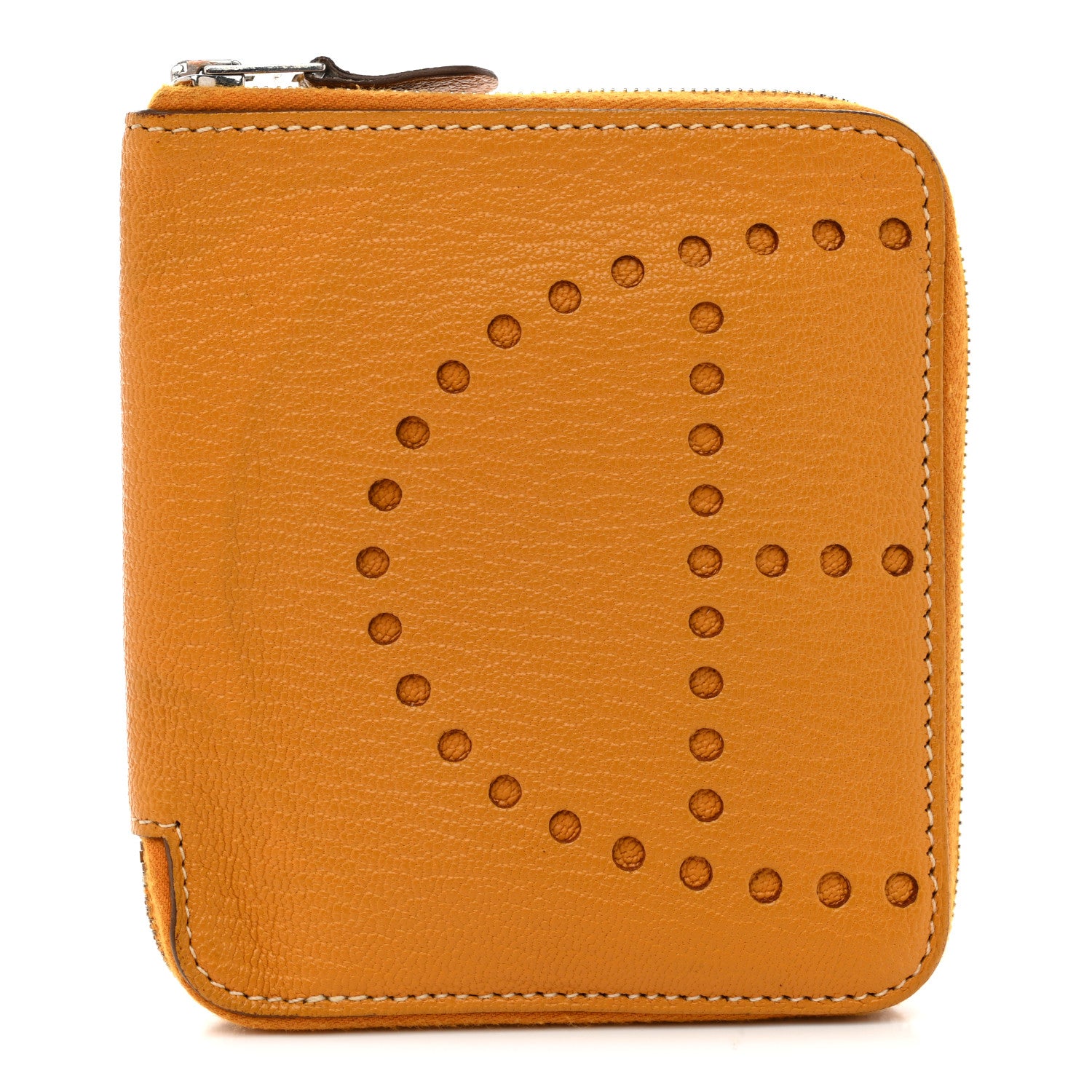 Hermes Chevre Mysore Evelyne Compact Zip Wallet Juane Ambre
