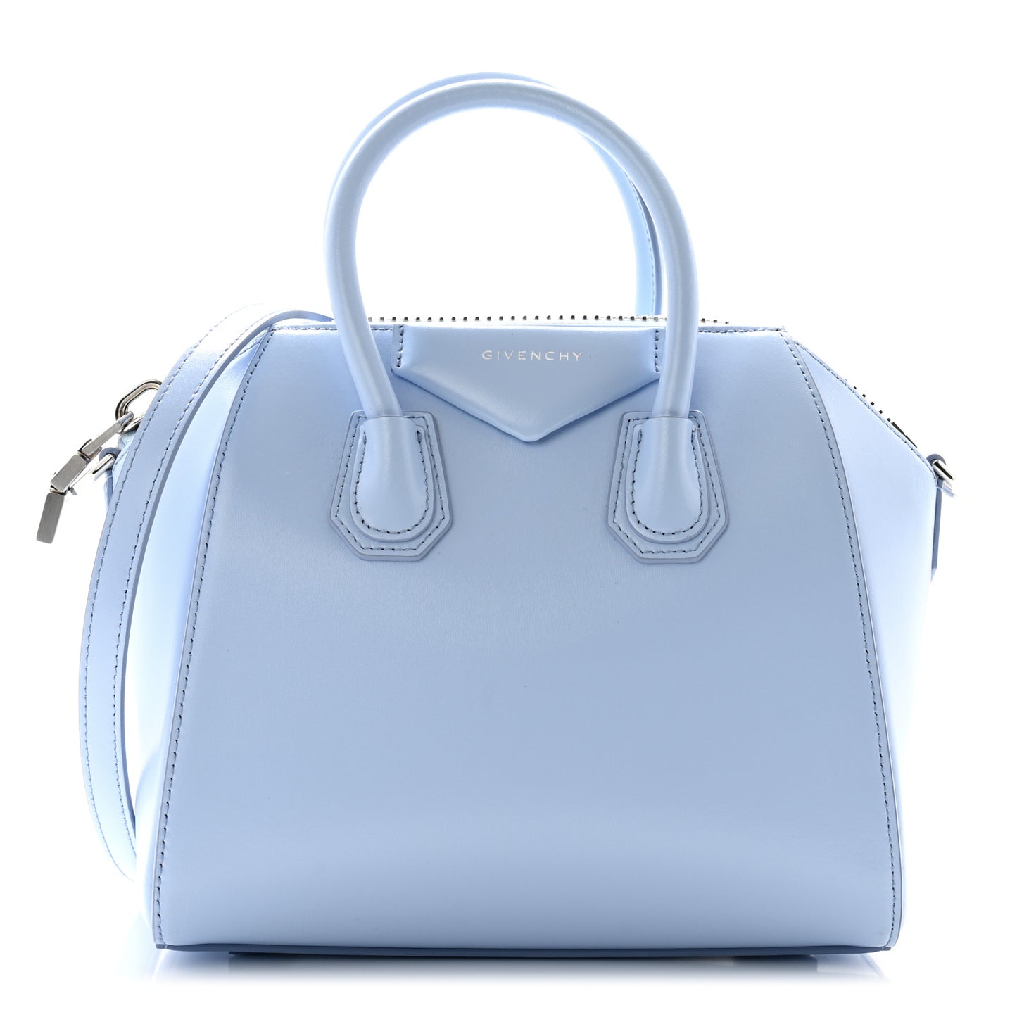 Shiny Lord Calfskin Mini Antigona Baby Blue