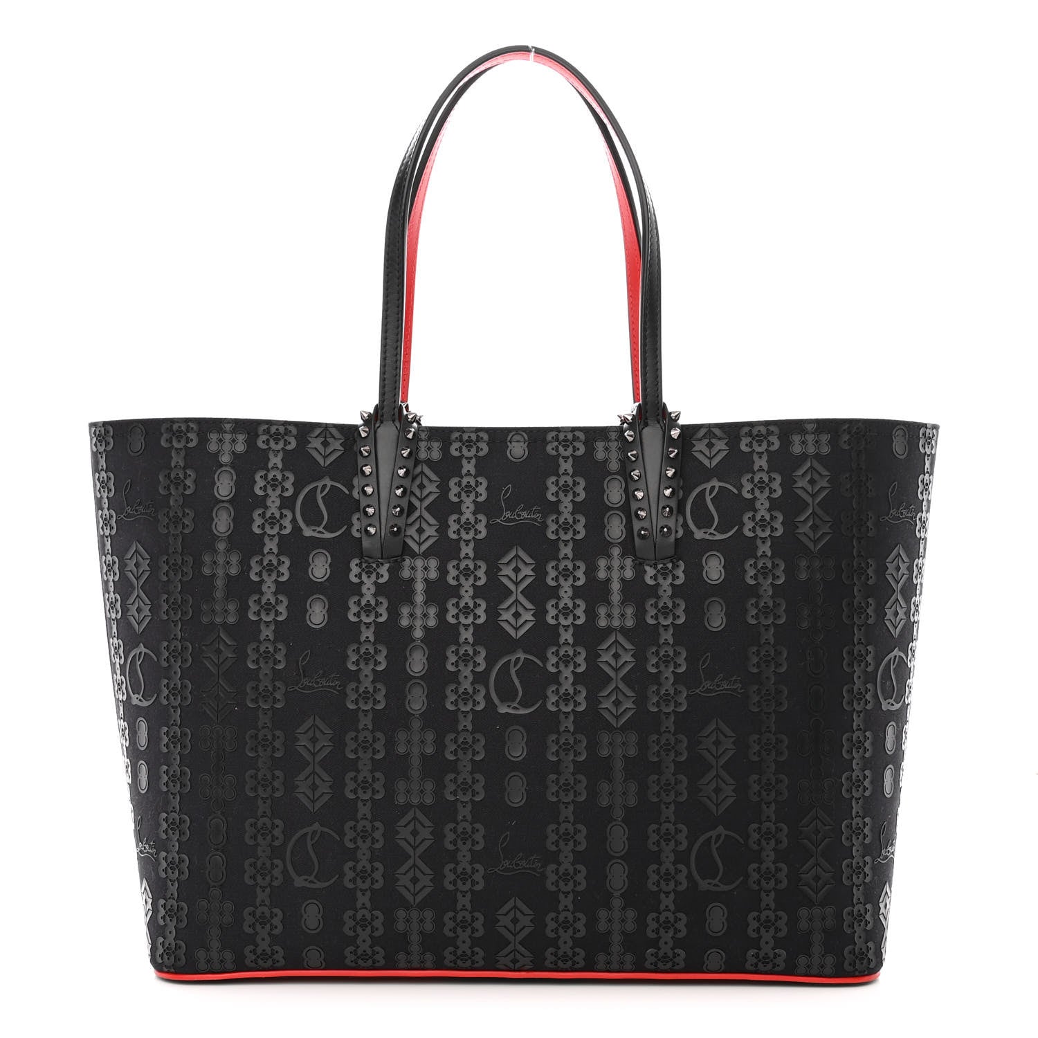Christian Louboutin Calfskin Loubinetic Spikes East West Cabata Tote Black 3 of 13