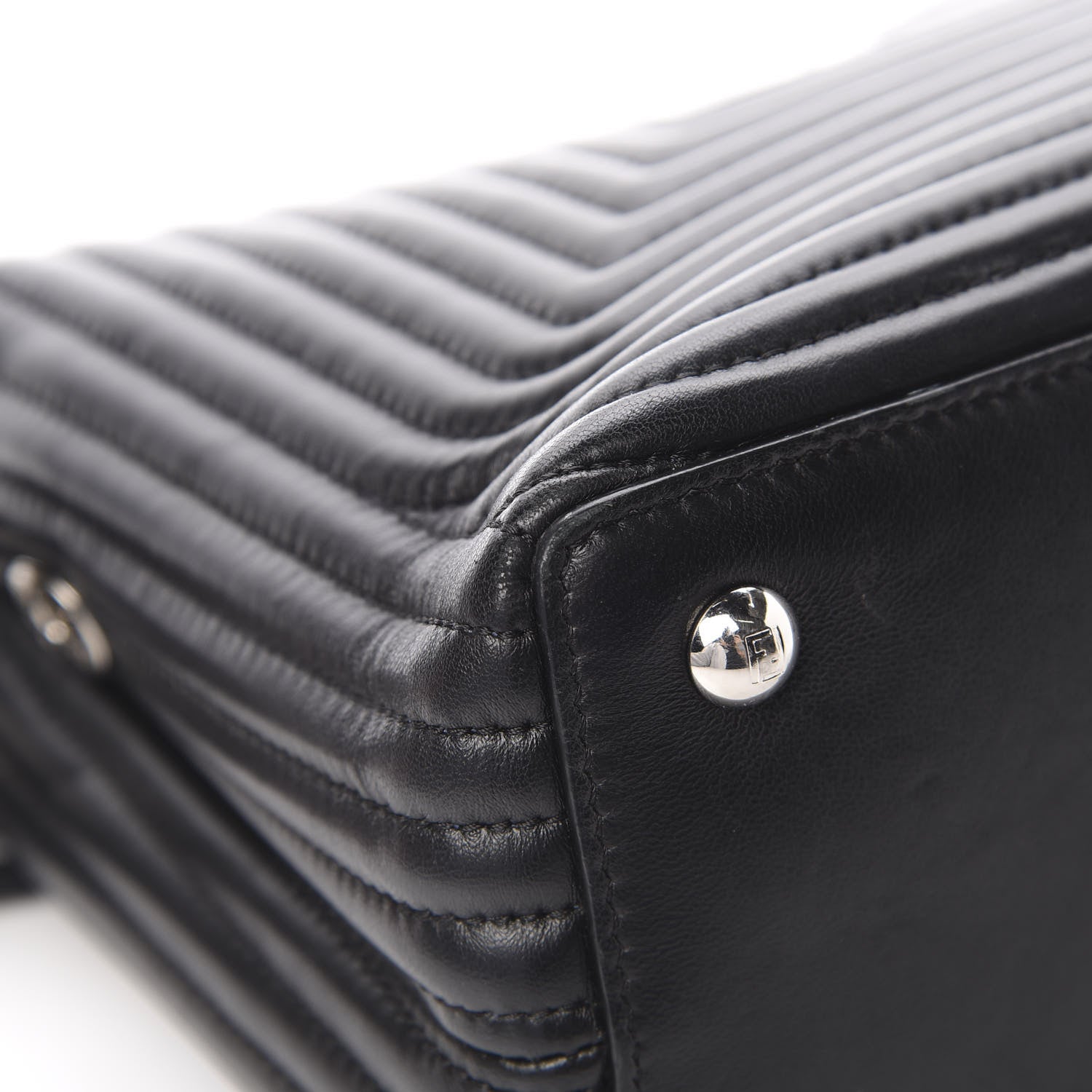 Fendi Shiny Nappa Trapuntata Chain Small DotCom Click Chain Satchel Black 13 of 16