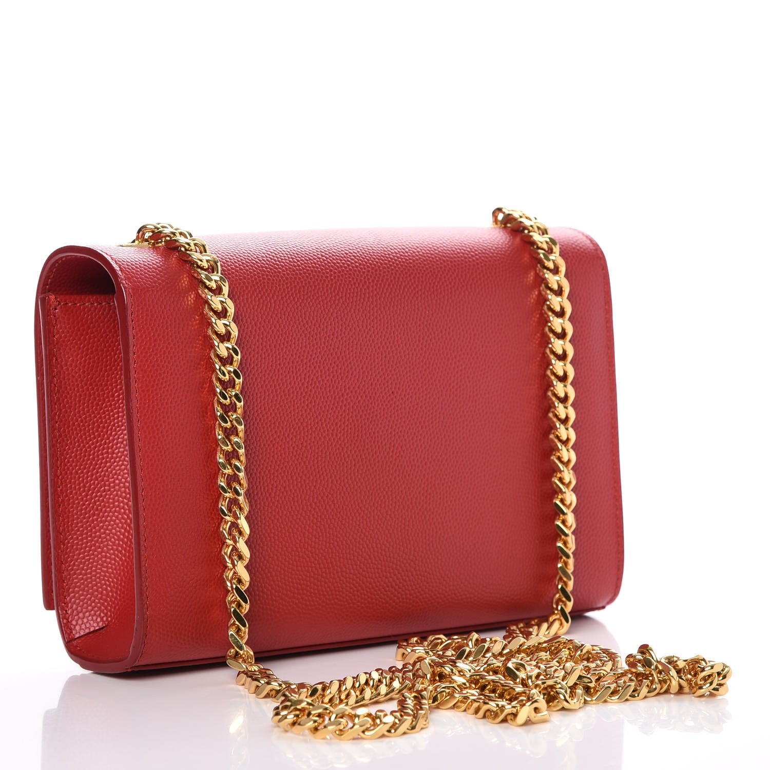 Saint Laurent Grain De Poudre Small Monogram Kate Satchel Red 4 of 9