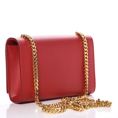 Saint Laurent Grain De Poudre Small Monogram Kate Satchel Red 4 of 9