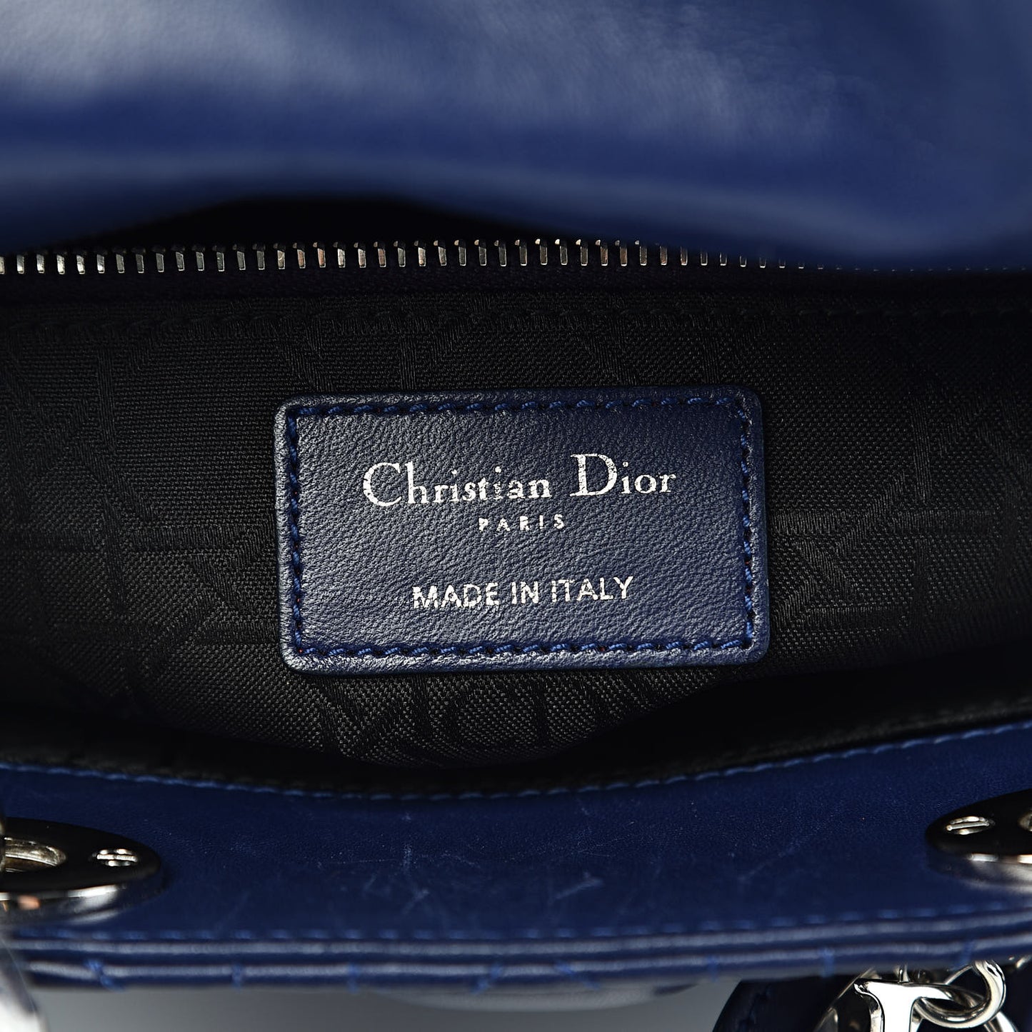 Lambskin Cannage Small Lucky Badges My Lady Dior Navy