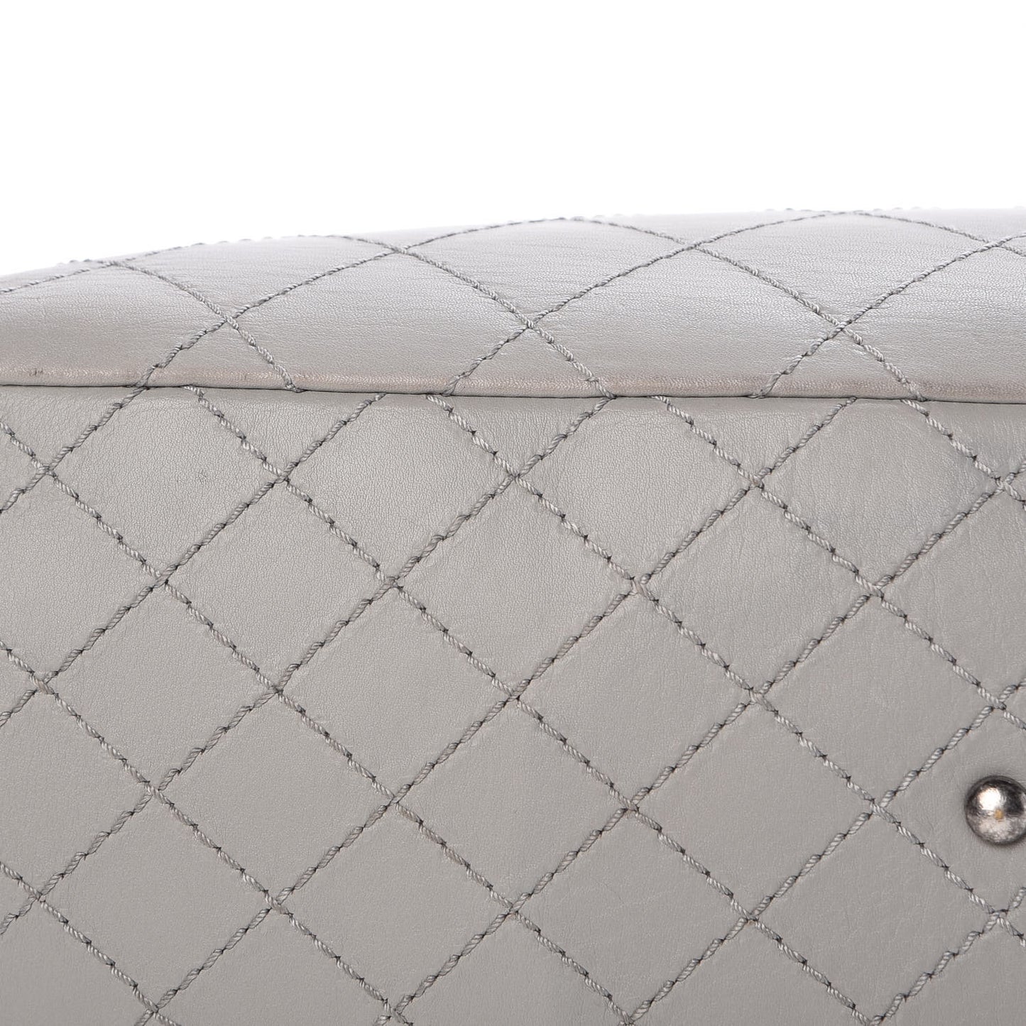 Calfskin Stitched Medium Shopping Tote Grey